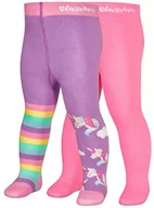 Rajstopy - Playshoes Unisex dziecięce rajstopy z jednorożcem, zestaw 2 sztuk, fioletowe/różowe, normalne - miniaturka - grafika 1
