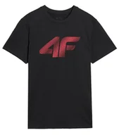 Koszulki męskie - T-shirt męski 4F Koszulka regular z nadrukiem czarny - miniaturka - grafika 1