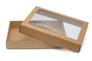 Pudełko karbowane z oknem 450x350x70mm wieczkowe - Pudełka i szkatułki - miniaturka - grafika 1