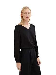 TOM TAILOR Damski bluzka z dekoltem w serek 1034028, 14482 - Deep Black, 42 - Bluzki damskie - miniaturka - grafika 1