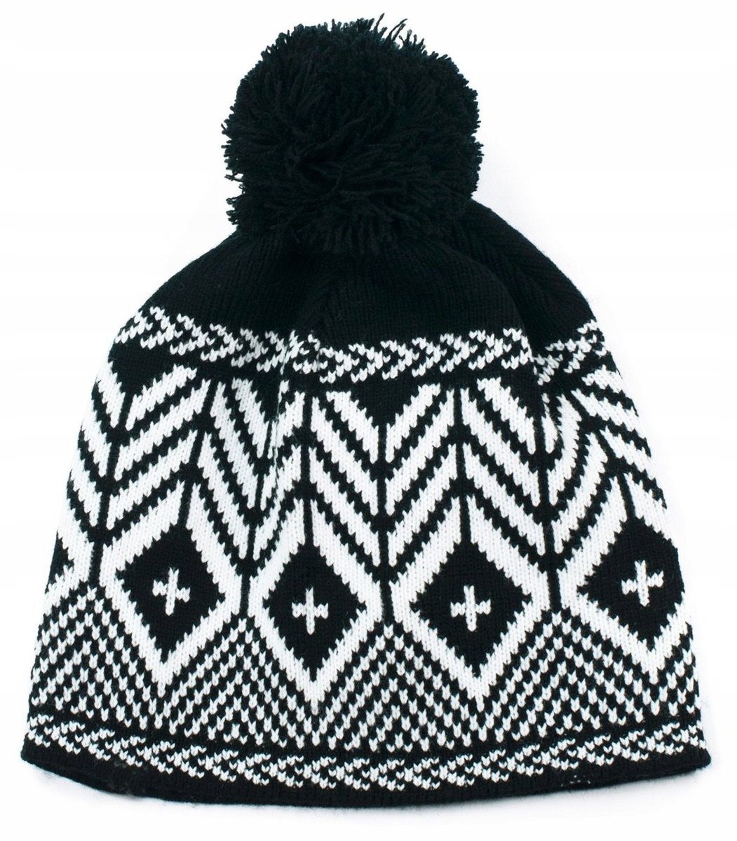 Szaleo czapka GRAFICZNA na zimę pompon cz14310-3