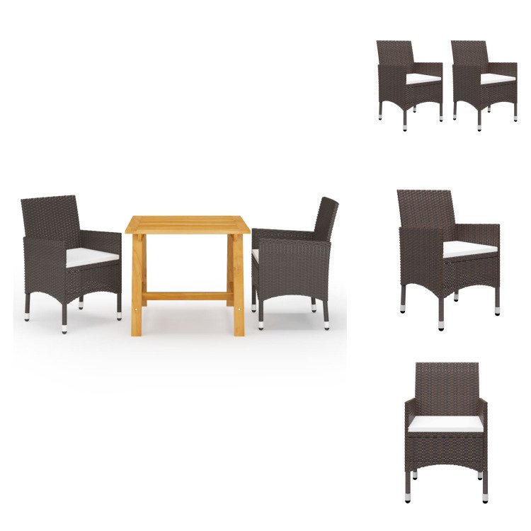 vidaXL 3-częściowy ogrodowy zestaw jadalniany brązowy - Zestawy mebli ogrodowych