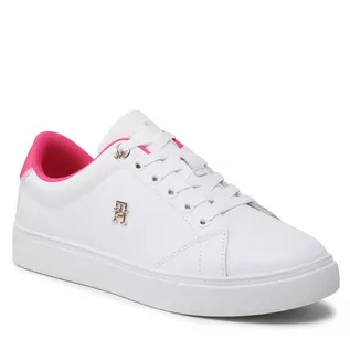 Sneakersy damskie - Sneakersy Tommy Hilfiger Elevated Essential Court Sneaker FW0FW07377 White/Bright Cerise Pink 01S - grafika 1