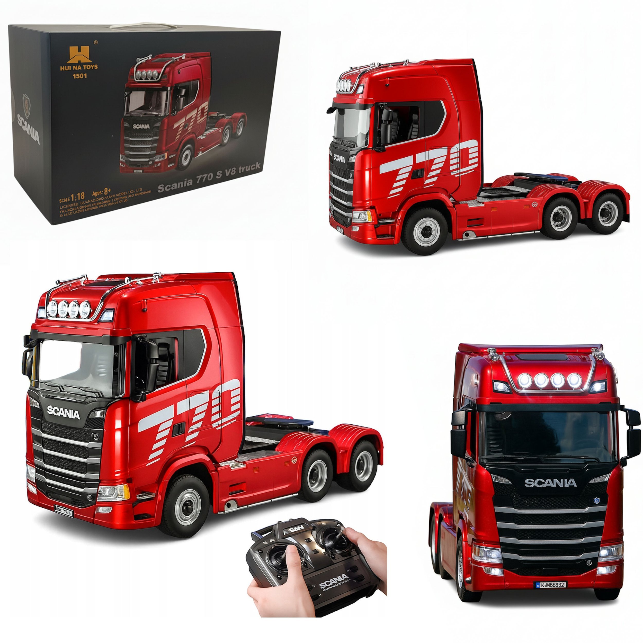 Coil zdalnie sterowana ciężarówka scania 770s v8 1:18 na pilota czerwona