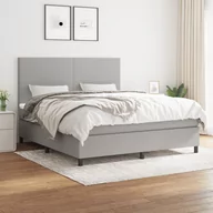 Łóżka - Lumarko Łóżko kontynentalne z materacem, jasnoszare, tkanina, 180x200cm - miniaturka - grafika 1