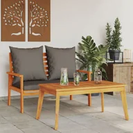Meble ogrodowe - vidaXL Zestaw mebli ogrodowych z poduszkami, lite drewno akacjowe - miniaturka - grafika 1