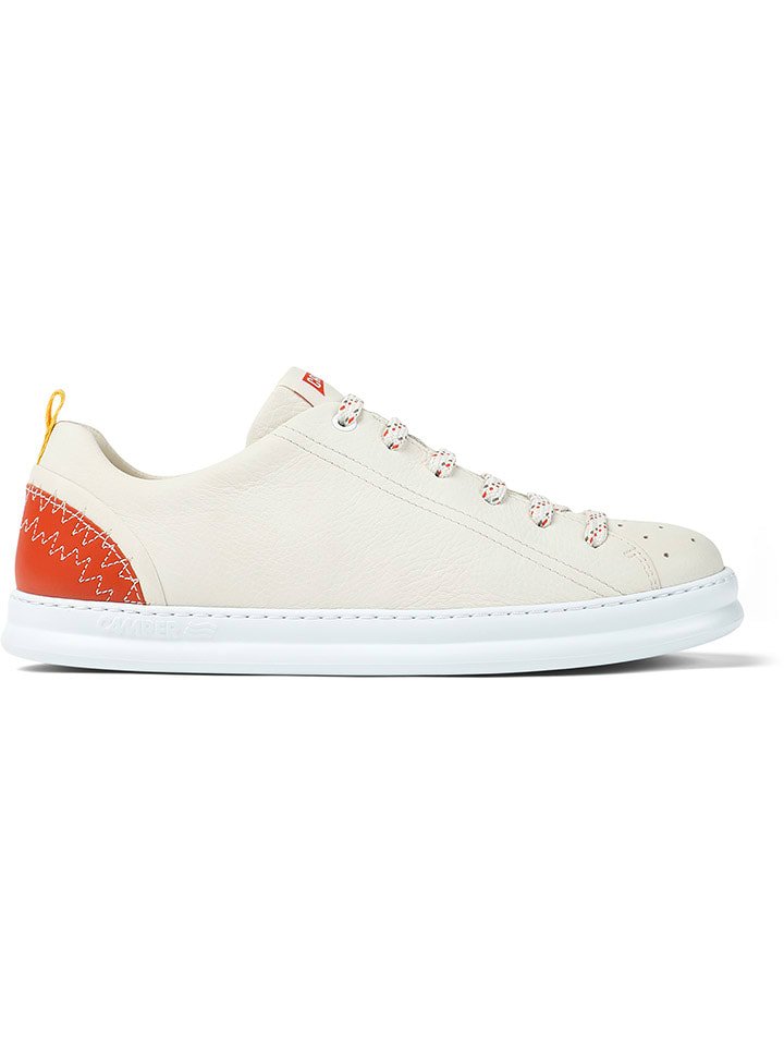Camper Skórzane sneakersy w kolorze kremowo-pomarańczowym