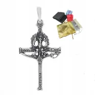 Srebrny Krzyżyk z Orłem 925 Patriotyczny Wisiorek Zawieszka Ojczyzna Honor