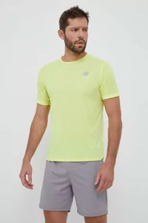 Koszulki męskie - New Balance t-shirt do biegania Impact Run kolor żółty gładki - grafika 1
