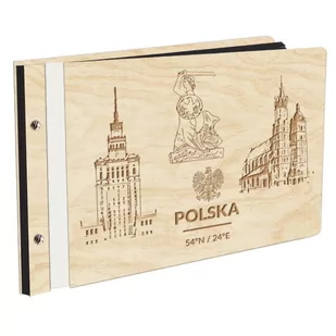 Album Na Zdjęcia Państwa I Miasta Świata Polska Poland W Drewnianej Oprawie Z Czarnymi Kartami Z Grawerem - Albumy fotograficzne - miniaturka - grafika 1