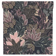 Tapety - Tapeta botaniczna brązowo-różowa winylowa na flizelinie - miniaturka - grafika 1