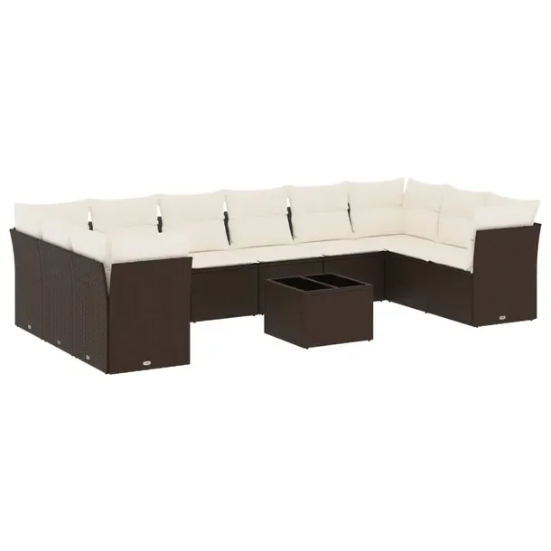 Zestaw mebli ogrodowych z rattanem PE, brązowy, wymiary: 62 x 62 x 69 cm