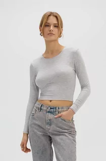 Body - Saint Body bluzka CROP TOP GREY damska kolor szary melanżowa SB.531 - grafika 1