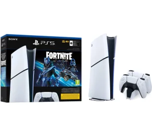 Sony PlayStation 5 Digital Slim D Chassis PS5 1TB Zestaw startowy Fortnite Cobalt + Dodatkowy Pad Biały + Ładowarka - Konsole Playstation - miniaturka - grafika 1
