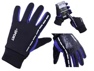 Rękawiczki rowerowe - RĘKAWICZKI ROWEROWE L ZIMOWE MĘSKIE DAMSKIE CZARNE ODBLASK DOTYKOWE CIEPŁE - miniaturka - grafika 1