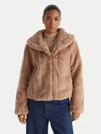 Płaszcze damskie - Guess Futro W0BL0N WDCH0 Beżowy Regular Fit - miniaturka - grafika 1