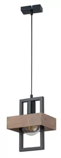 Sigma czarna lampa wisząca z drewnianym kloszem ROBIN 1 32215 lampa sufitowa pojedyncza do przedpokoju - Lampy sufitowe - miniaturka - grafika 1