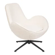 Fotele - Fotel LUNAIRE obrotowy w tkaninie TEDDY BOUCLÉ beżowy 86x76x87 cm HOMLA - miniaturka - grafika 1