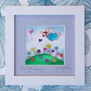 Anioł na jedwabiu personalizowany - Pamiątka Chrztu Świętego - miniaturka - grafika 1