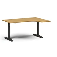 Biurka - Stół z regulacją wysokości ULIX, elektryczny, 675-1325 mm, narożnik prawy, blat 1600x1200 mm, podstawa czarna, buk - miniaturka - grafika 1