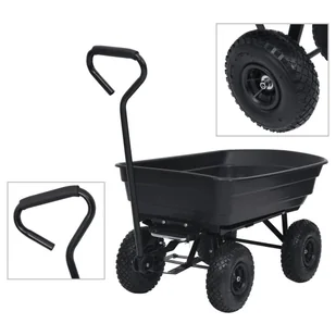 vidaXL Lumarko Ogrodowy wózek ręczny z wywrotką, 300 kg, 75 L, czarny! 92579 - Pozostałe narzędzia ogrodowe - miniaturka - grafika 1