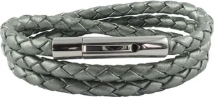 König Design skórzany naszyjnik skórzany pasek skórzana bransoletka 5 mm męski naszyjnik 17 cm - 100 cm pleciony, długość: 24 centymetry, kolor: szary metalik - Naszyjniki męskie - miniaturka - grafika 1