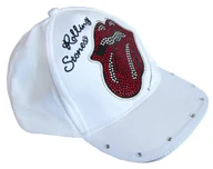 Czapki damskie - Biała czapka z daszkiem Rolling Stones diamenty - miniaturka - grafika 1