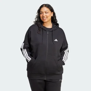 Bluza Essentials 3-Stripes Full-Zip Fleece Hoodie (Plus Size) - Bluzy sportowe damskie - miniaturka - grafika 1