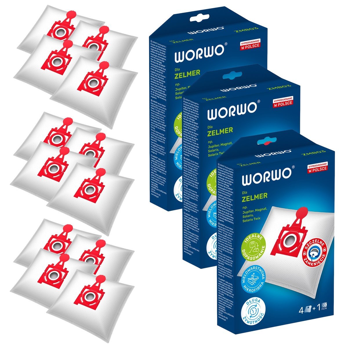 Worki Do Odkurzacza Zelmer Jupiter Zvca300B 49.420012Szt + 3X Filtr Zmb03K