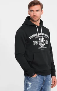 Ombre Bluza męska kangurka z kapturem i nadrukiem w stylu college czarna V3 OM-SSPS-0143 M - Bluzy męskie - miniaturka - grafika 1