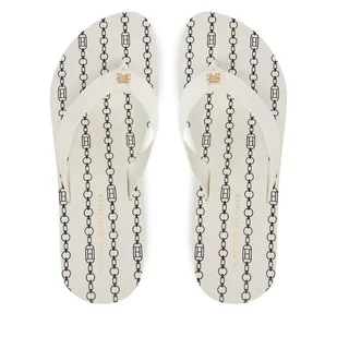 Japonki Tommy Hilfiger Im Th Chainprint Midwedge Sandal FW0FW08527 Biały - Klapki i japonki damskie - miniaturka - grafika 1