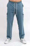 Spodnie męskie - Spodnie męskie męskie bojówki NIEBIESKIE - miniaturka - grafika 1