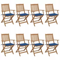 Fotele i krzesła ogrodowe - vidaXL Lumarko Składane krzesła ogrodowe z poduszkami, 8 szt., drewno akacjowe! 3074977 - miniaturka - grafika 1
