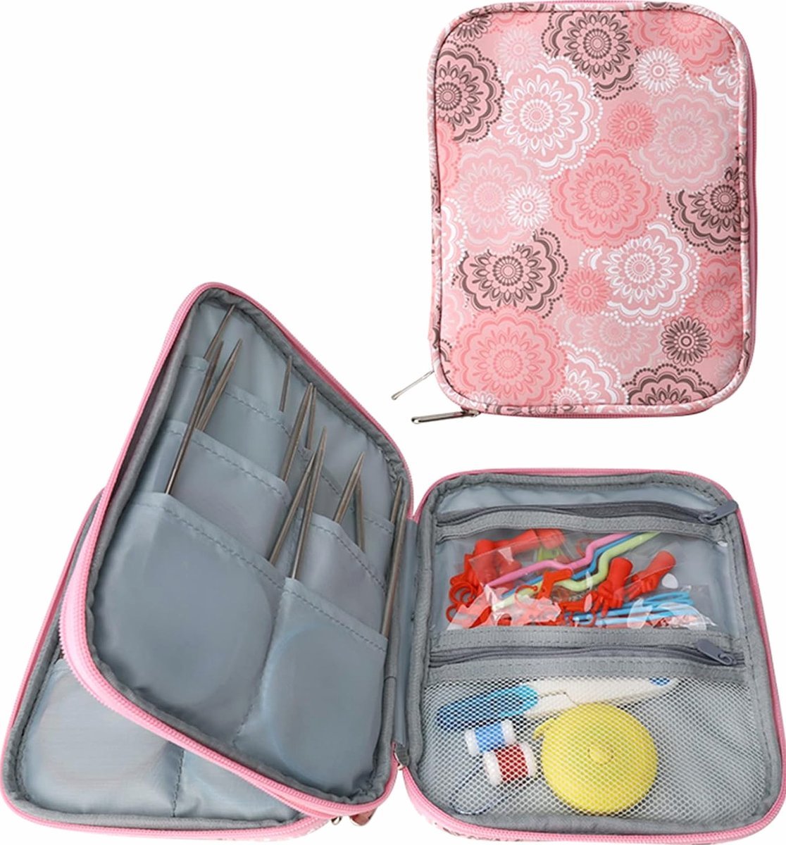FUTERAŁ 17 CM RÓŻOWY ORGANIZER ETUI POKROWIEC NA IGŁY PODRĘCZNY