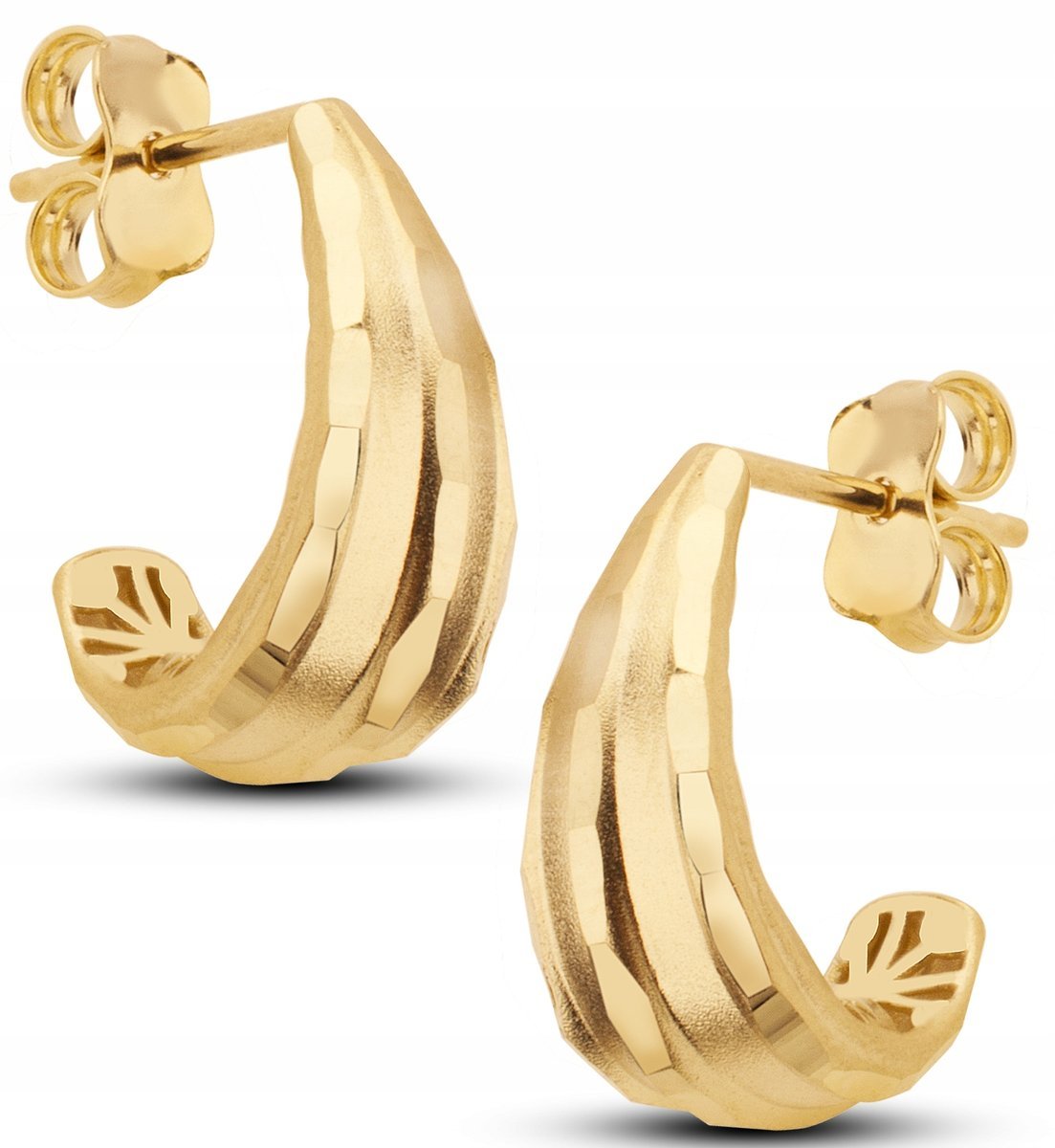 PIĘKNE ZŁOTE KOLCZYKI ŁEZKI DIAMENTOWANE Z SATYNĄ 14KT 585