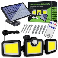 Lampy ogrodowe - Lampa Solarna 3W1 Led Z Czujnikiem Ruchu Zmierzchu Cob Pilot Osobny Panel - miniaturka - grafika 1