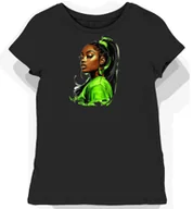Koszulki i topy damskie - Koszulka damska czarna z nadrukiem hip-hop Megan Thee Stallion XL - miniaturka - grafika 1