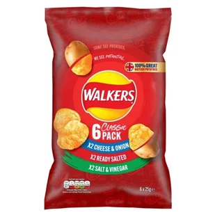 Walkers Classic chipsy ziemniaczane mix smaków 6x25 g - Chipsy - miniaturka - grafika 1
