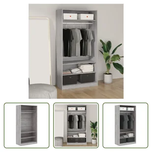 The Living Store Szafa szara Sonoma 100x50x200 cm Materiał drewnopochodny - Szafy - miniaturka - grafika 1