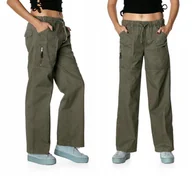 Spodnie damskie - Szerokie Luźne Spodnie Parachute Cargo 10207-3 W29 - miniaturka - grafika 1