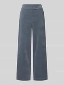 Spodnie damskie - Spodnie z szeroką nogawką z mieszanki bawełny - miniaturka - grafika 1