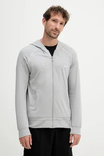 BOSS bluza lounge kolor szary z kapturem gładka - Bluzy męskie - miniaturka - grafika 1