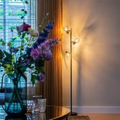 Lampy stojące - QAZQA Inteligentna lampa podłogowa czarna regulowana w zestawie 3 WiFi P45 - Mesh - miniaturka - grafika 1