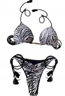 Stroje kąpielowe - STRÓJ KĄPIELOWY DWUCZĘŚCIOWY BIKINI MODNY WZÓR ZEBRA M - miniaturka - grafika 1