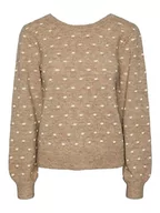 Swetry damskie - PIECES Damski sweter Pcjessica Ls Reversible Knit Bc, Silver Mink/Szczegóły: brzoza Dots, XS - miniaturka - grafika 1