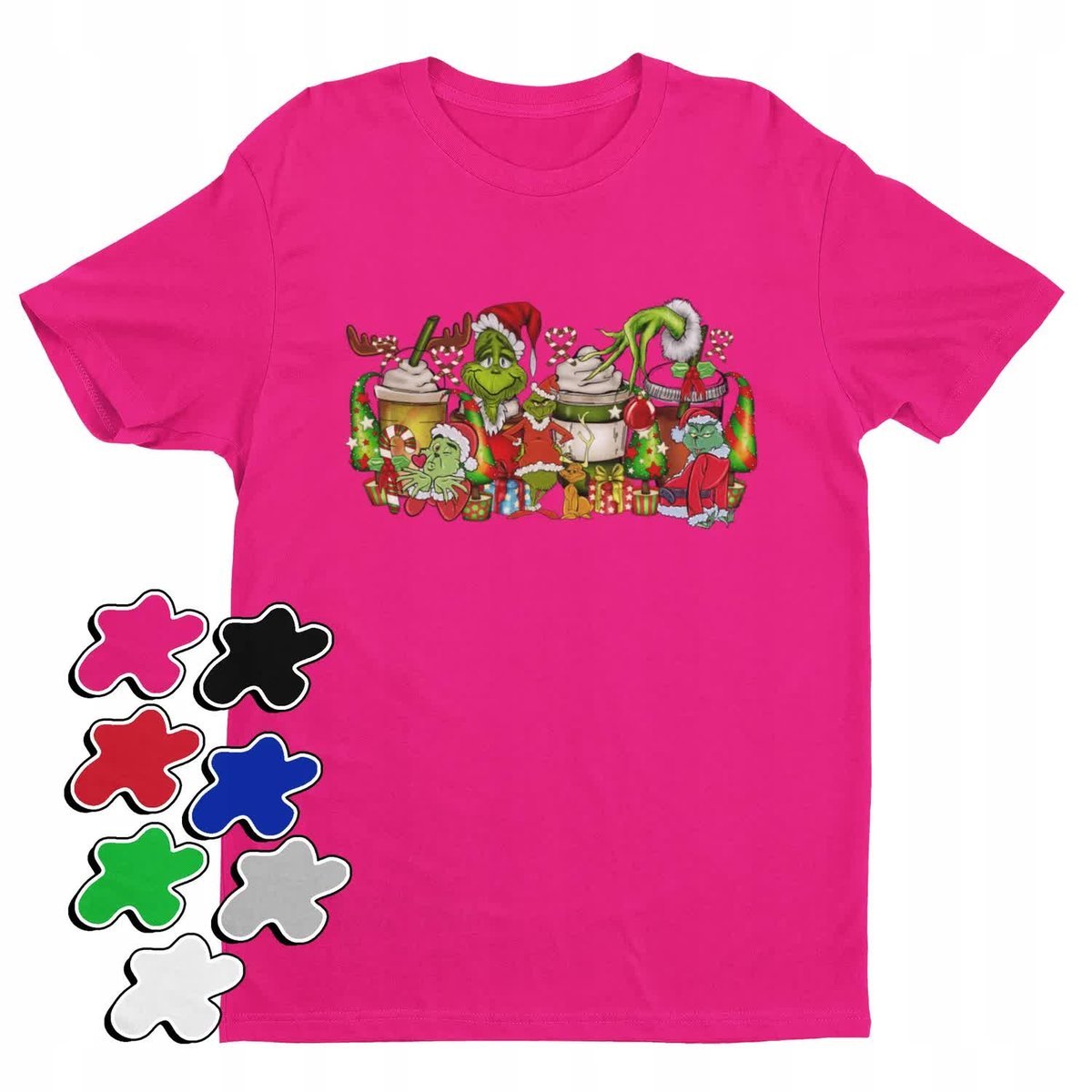 Koszulka T-Shirt Dziecięca Z Nadrukiem Grinch Święta Prezent -M 134-140