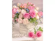 Rękodzieło - Haft Diamentowy, Obraz, Mozaika Diamentowa Diamond Painting, DELIKATNE RÓŻE 30x40cm - miniaturka - grafika 1