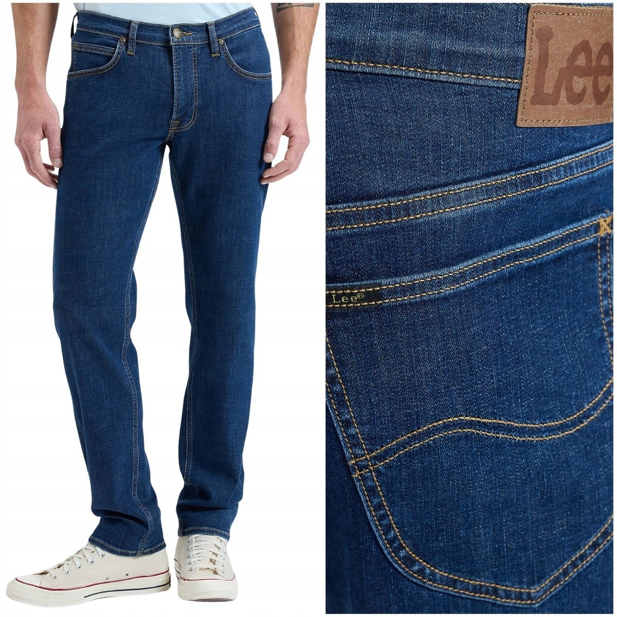 Lee Daren Zip Fly Dark Ocean DżINS proste ciemne spodnie jeansowe W40 L32
