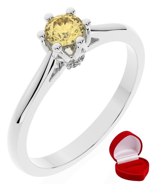 ZŁOTY PIERŚCIONEK ZARĘCZYNOWY 585 14k SZAFIR 0,24 ct BIAŁE ZŁOTO R15