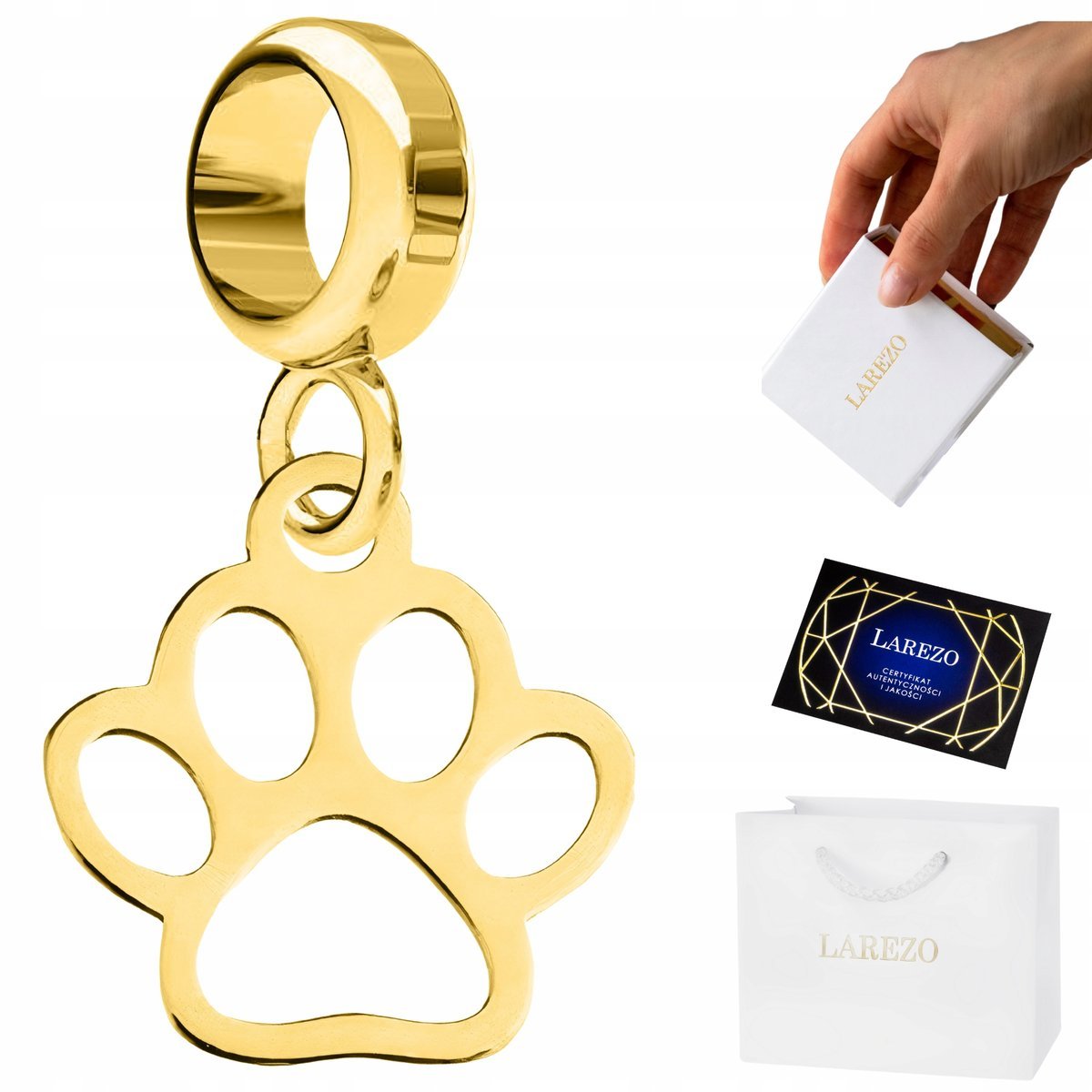 ZAWIESZKA ZŁOTA Wisząca Psia Kocia Łapka Łapa Psa Kota Kot Pies SREBRO 925